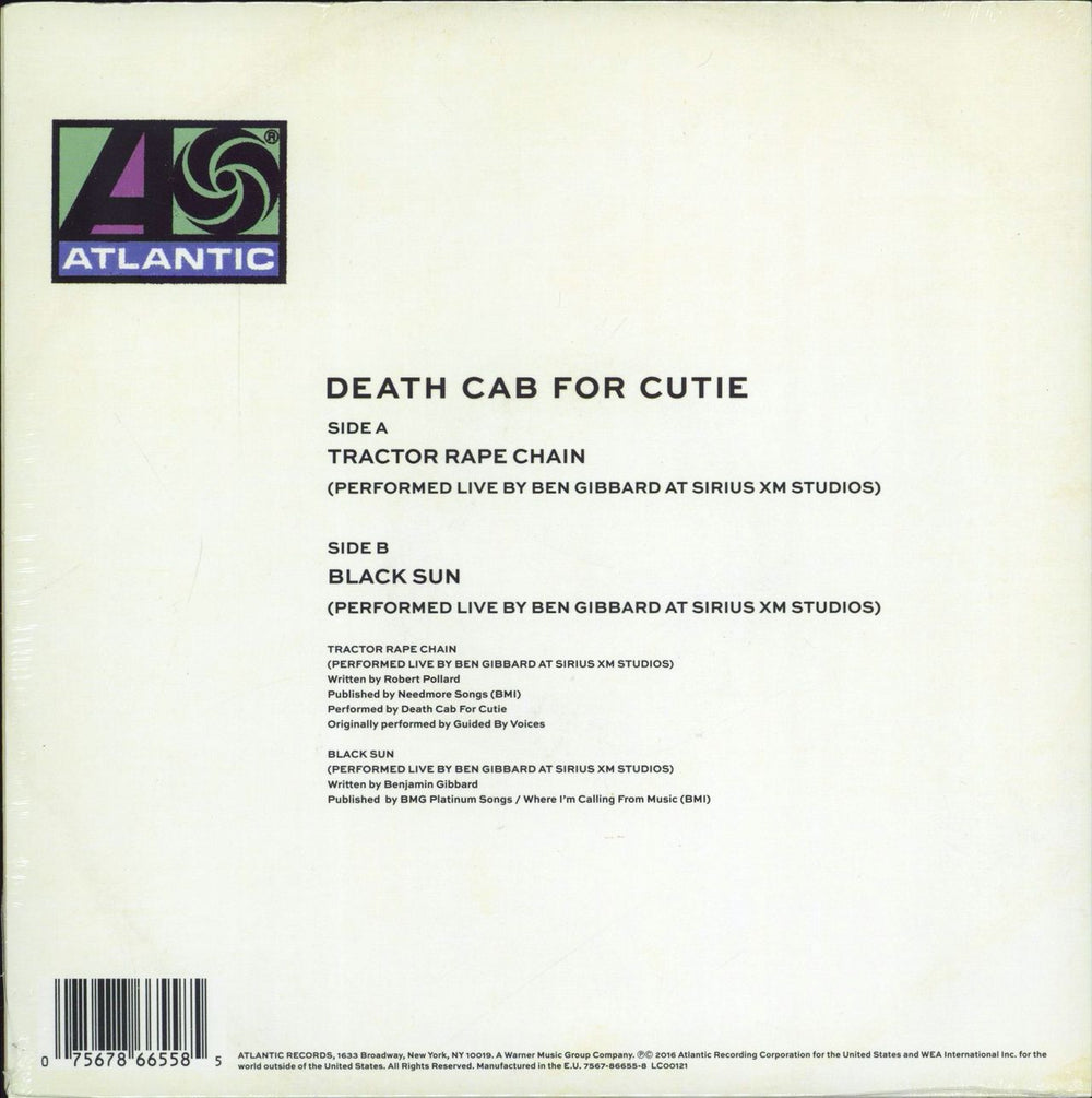 Death Cab For Cutie Tractor Rape Chain - RSD16 - White Vinyl - Sealed US 7" vinyl single (7 inch record / 45) 075678665585