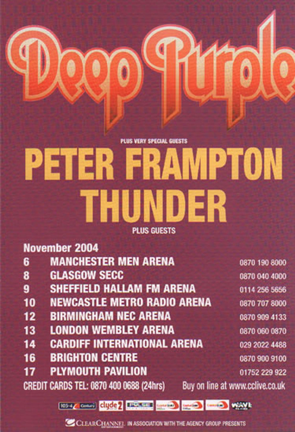 Deep Purple 2004 U.K. Tour Handbill UK Promo handbill HANDBILL