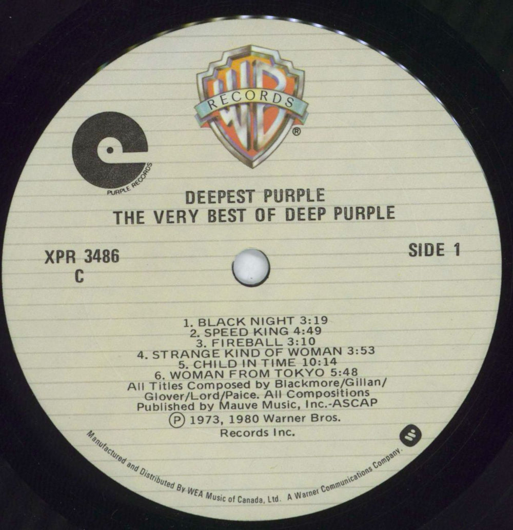 Deep Purple Deepest Purple: The Very Best Of Deep Purple Canadian vinyl LP album (LP record) DEELPDE818587