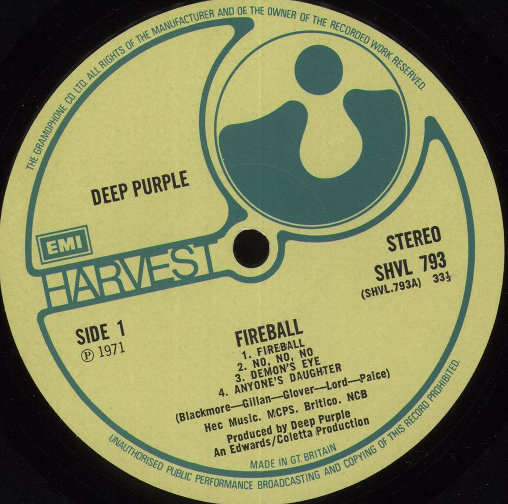 Deep Purple Fireball - 1st - VG UK vinyl LP album (LP record) DEELPFI711153