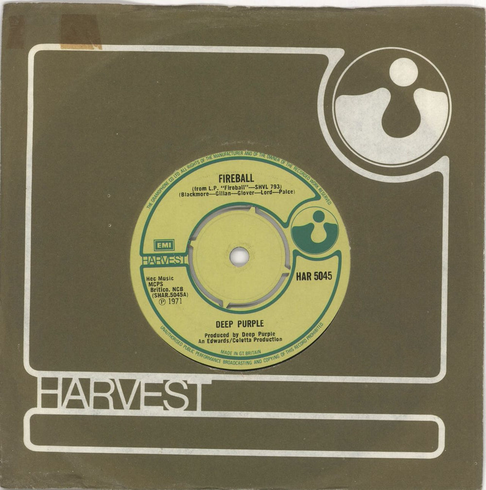Deep Purple Fireball - 4pr UK 7" vinyl single (7 inch record / 45) HAR5045
