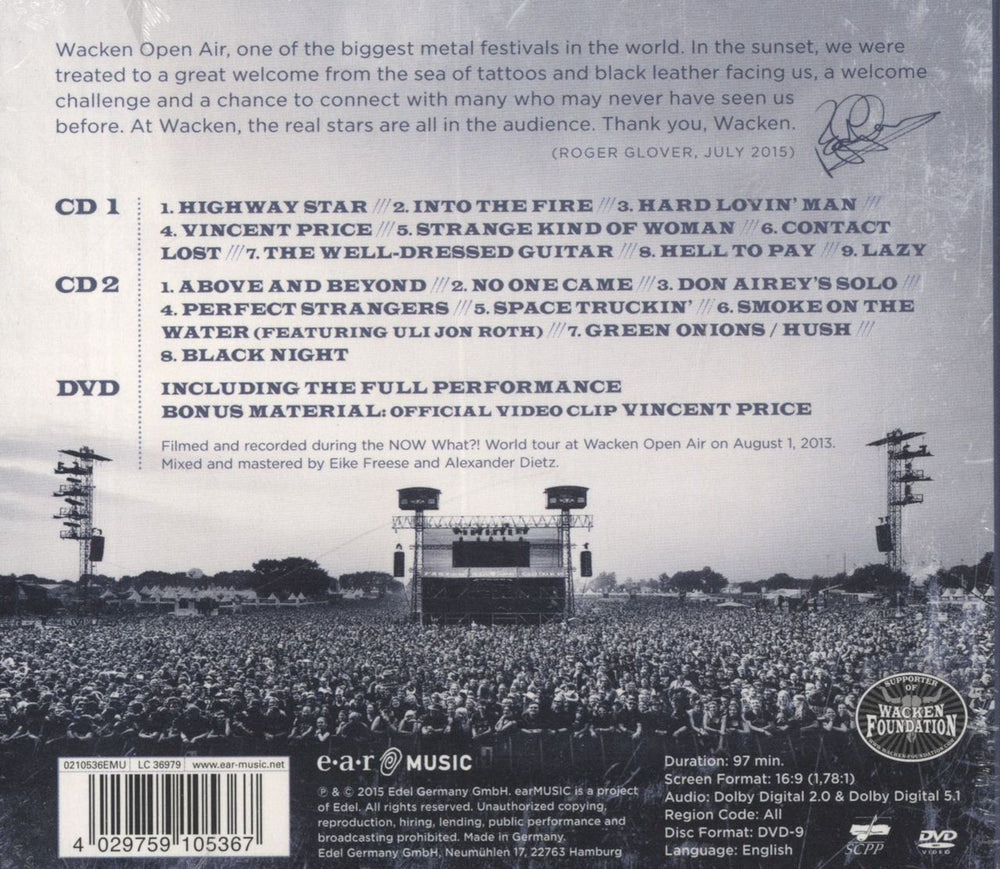 Deep Purple From The Setting Sun... (In Wacken) - Sealed German 3-disc CD/DVD Set 4029759105367