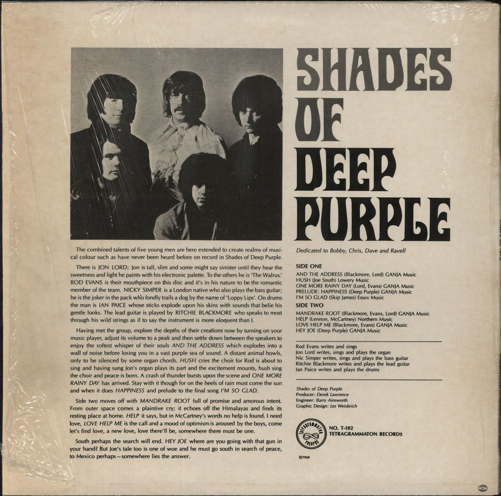 Deep Purple Shades Of Deep Purple - 2nd Shrink US vinyl LP album (LP record)