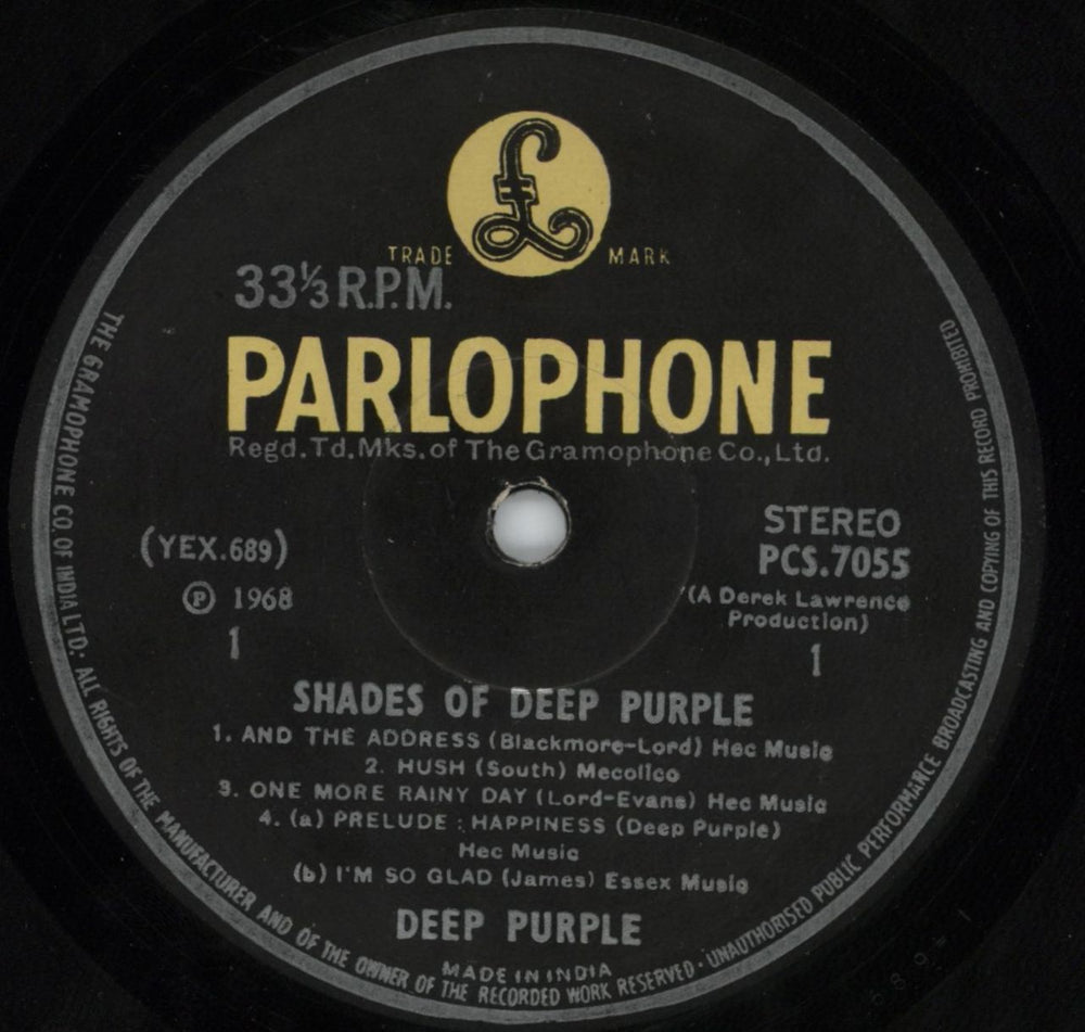 Deep Purple Shades Of Deep Purple - Pasted P/S Indian vinyl LP album (LP record) DEELPSH802413