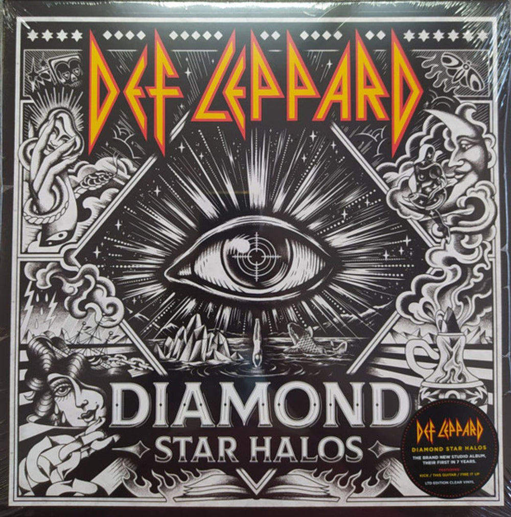 Def Leppard Diamond Star Halos - Clear Vinyl - Sealed UK 2-LP vinyl record set (Double LP Album) 3894516