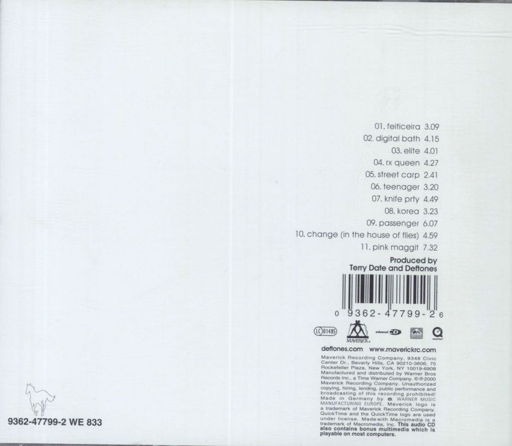 Deftones White Pony US CD album (CDLP) 093624779926