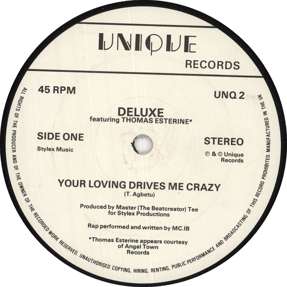 Deluxe Your Loving Drives Me Crazy UK 12" vinyl single (12 inch record / Maxi-single)