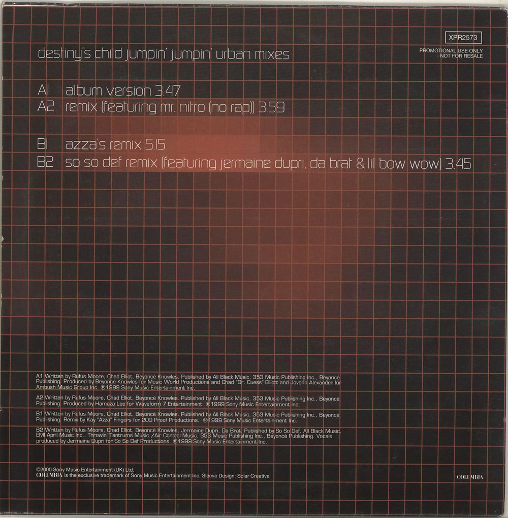 Destiny's Child Jumpin' Jumpin' - Urban Mixes UK Promo 12" vinyl single (12 inch record / Maxi-single)