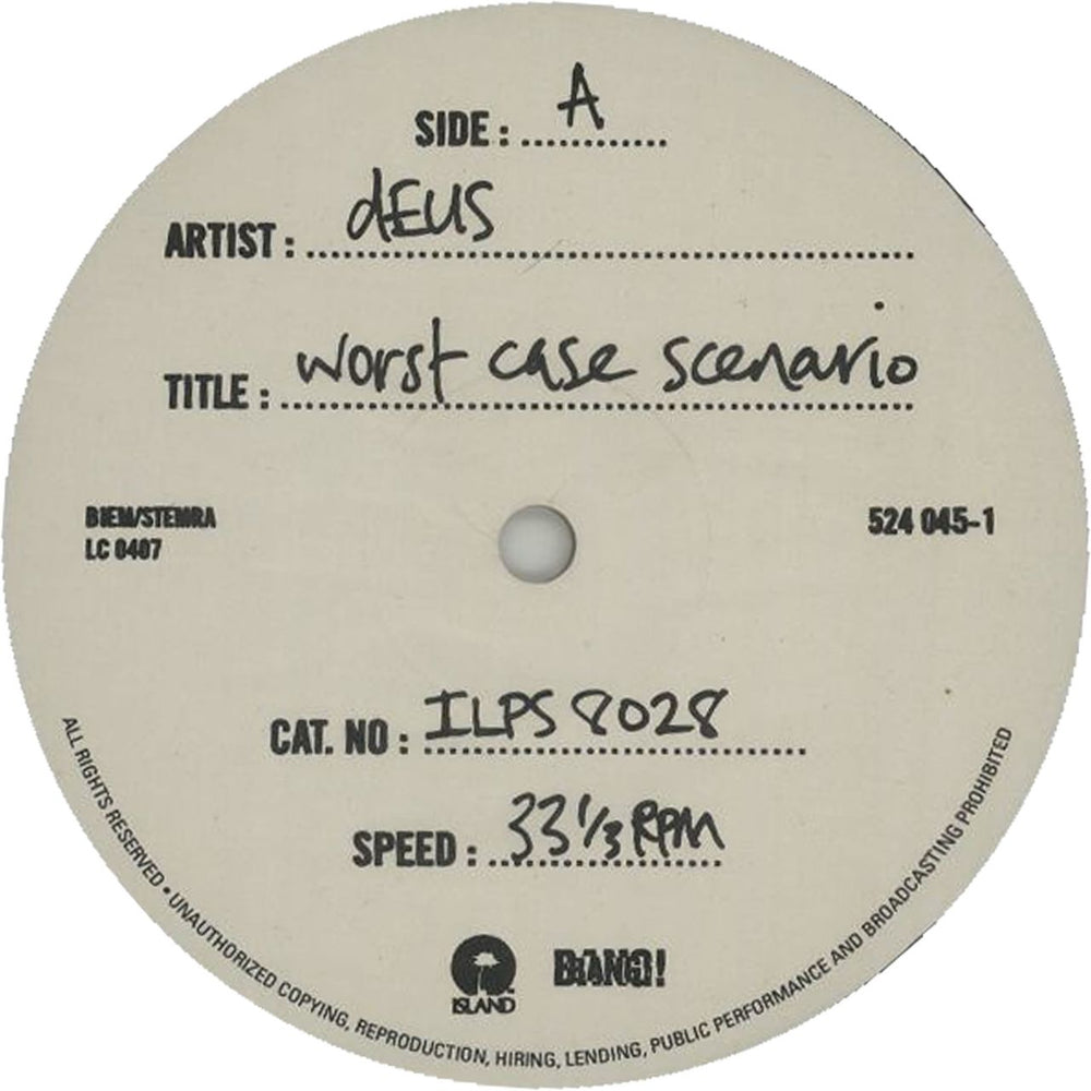 Deus Worst Case Scenario - Numbered UK vinyl LP album (LP record) D-SLPWO228403