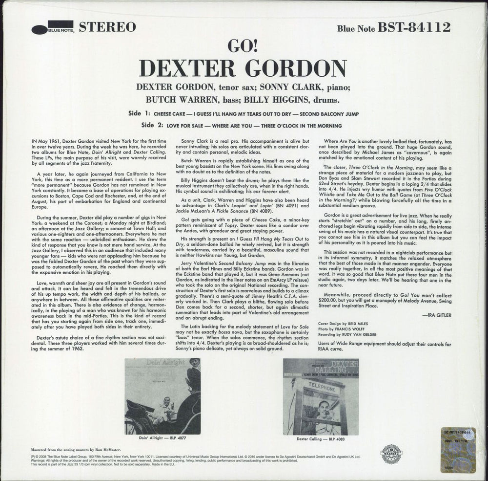 Dexter Gordon Go - 180gm Vinyl - Sealed + Booklet UK vinyl LP album (LP record)