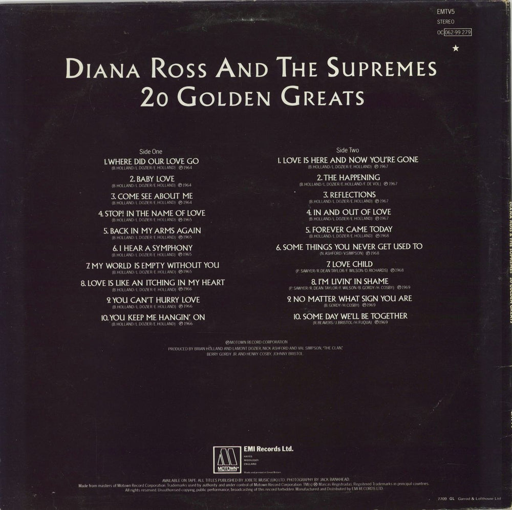 Diana Ross & The Supremes 20 Golden Greats - duplicate UK vinyl LP album (LP record)