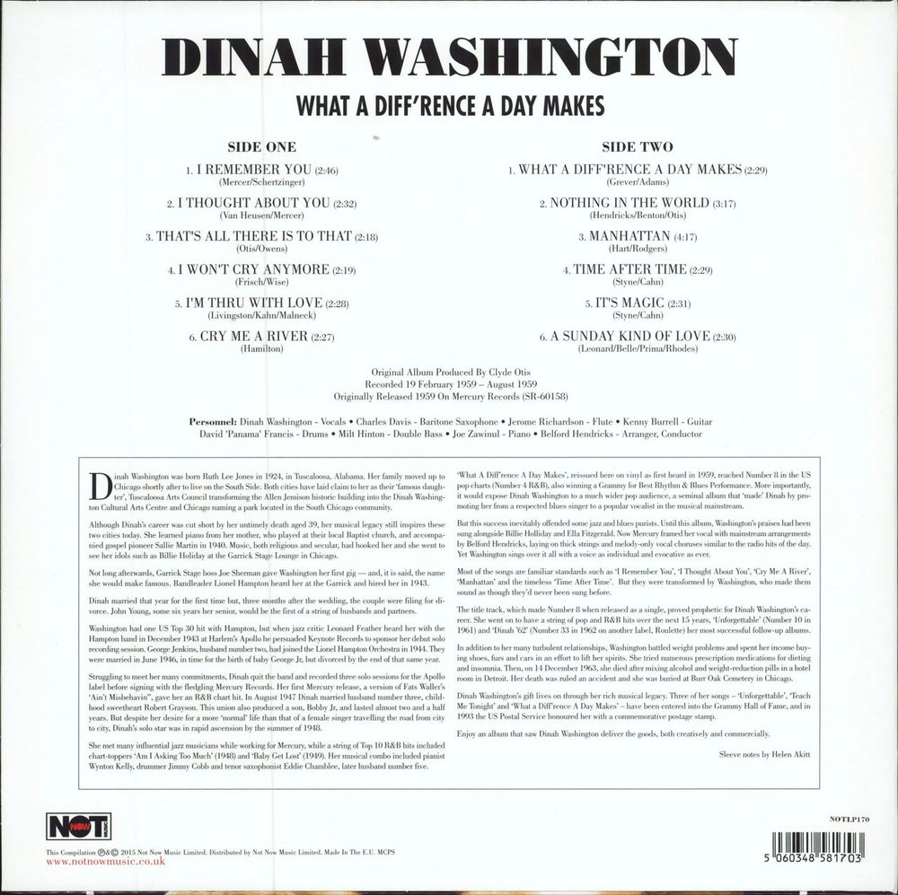 Dinah Washington What A Diff'rence A Day Makes! - 180gm UK vinyl LP album (LP record) 5060348581703