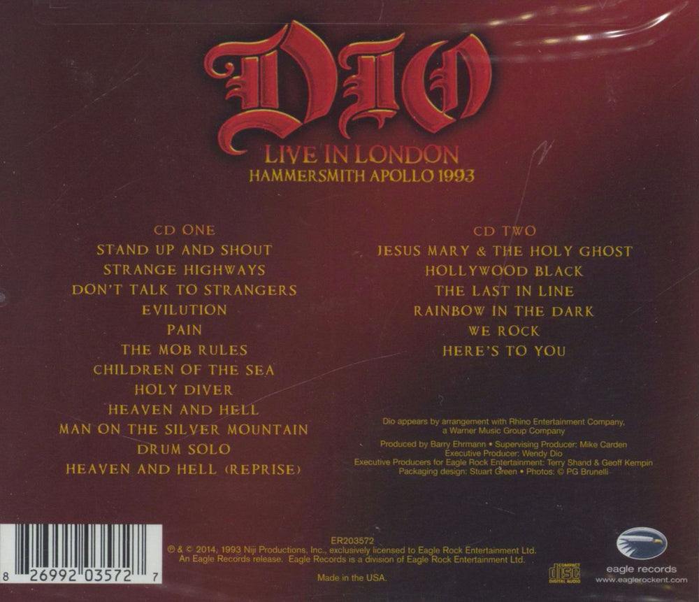 Dio Live in London Hammersmith Apollo 1993 - Sealed US 2 CD album set (Double CD) 826992035727