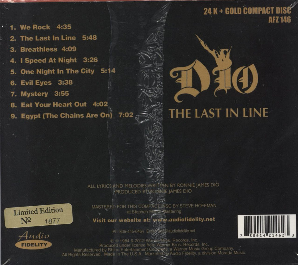 Dio The Last In Line US CD album (CDLP) 780014214623