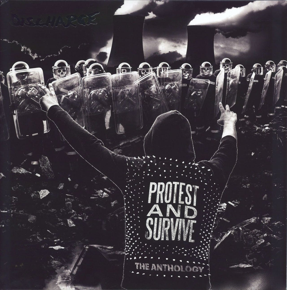 Discharge Protest And Survive: The Anthology - Black With White Splatter Vinyl UK 2-LP vinyl record set (Double LP Album) BMGCAT424DLP