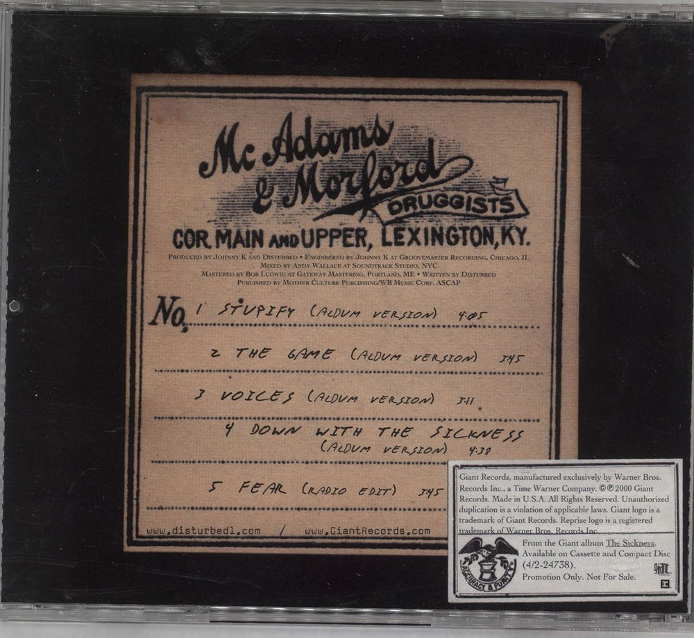 Disturbed Coming Down With The Sickness - Album Sampler US Promo CD single (CD5 / 5")