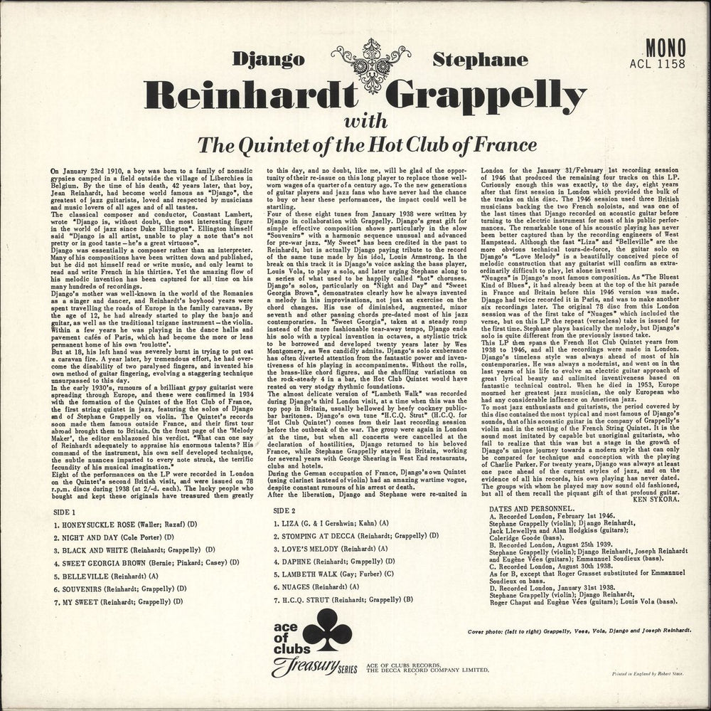 Django Reinhardt & Stéphane Grappelli Django Reinhardt & Stephane Grappelly UK vinyl LP album (LP record)