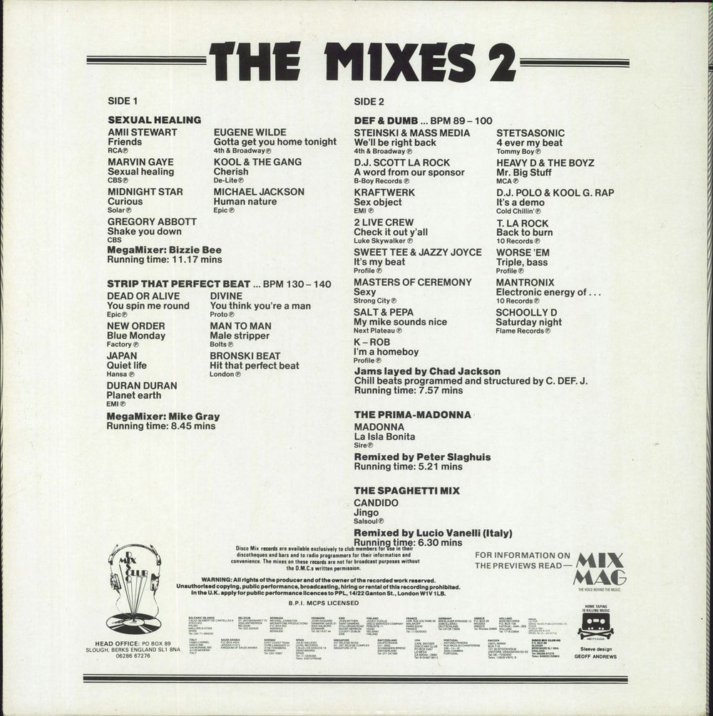 DMC February 87 - Mixes 2 UK Promo 12" vinyl single (12 inch record / Maxi-single)