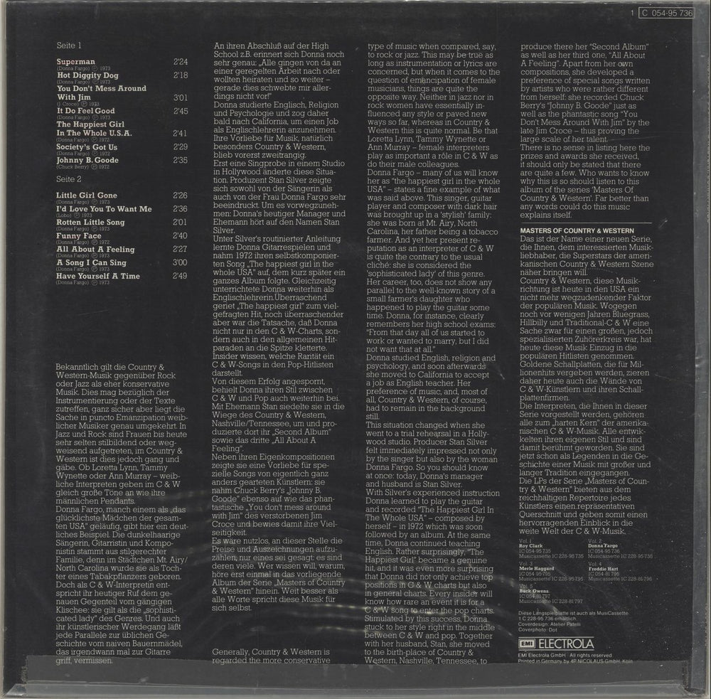 Donna Fargo Masters Of Country And Western Vol. 2 German vinyl LP album (LP record)