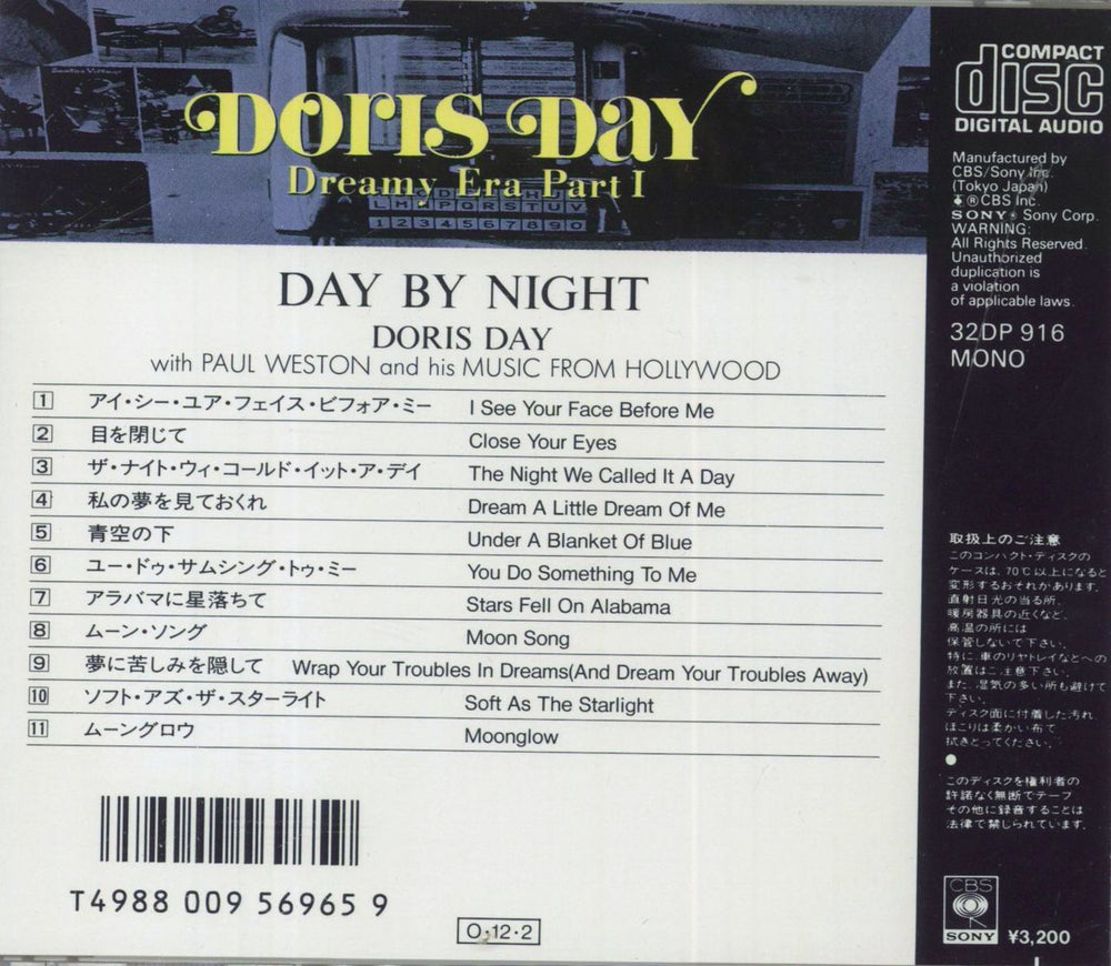 Doris Day Day By Night Japanese CD album (CDLP)