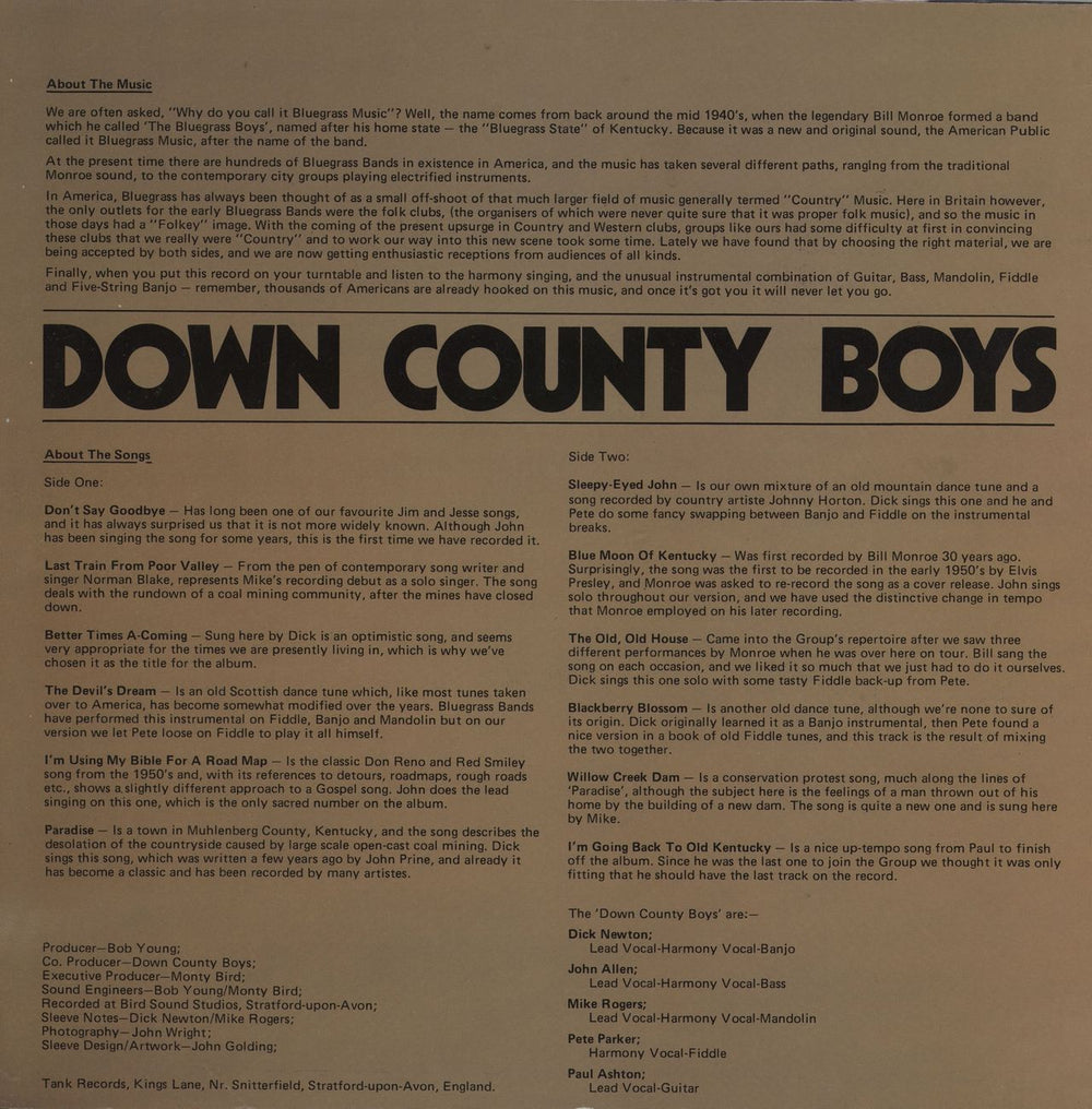 Down County Boys Better Times A' Coming UK vinyl LP album (LP record)