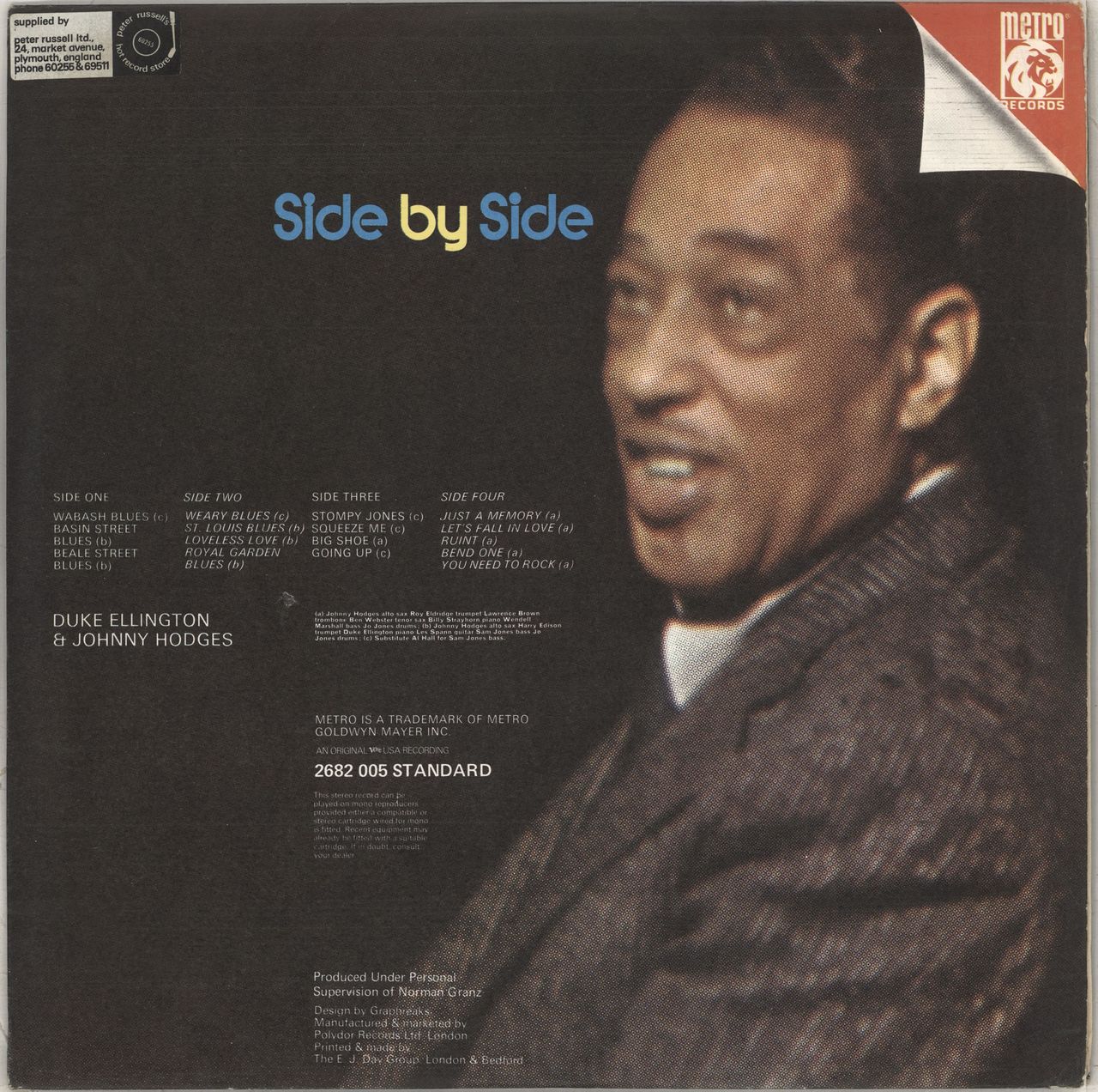 Duke Ellington Back To Back And Side By Side UK 2 LP vinyl set