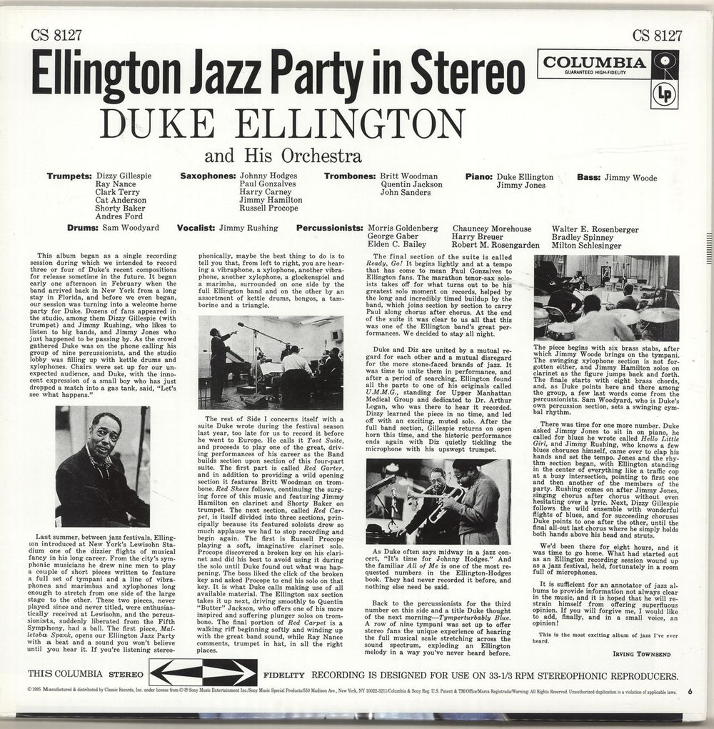 Duke Ellington Jazz Party In Stereo - 180gm US vinyl LP album (LP record)