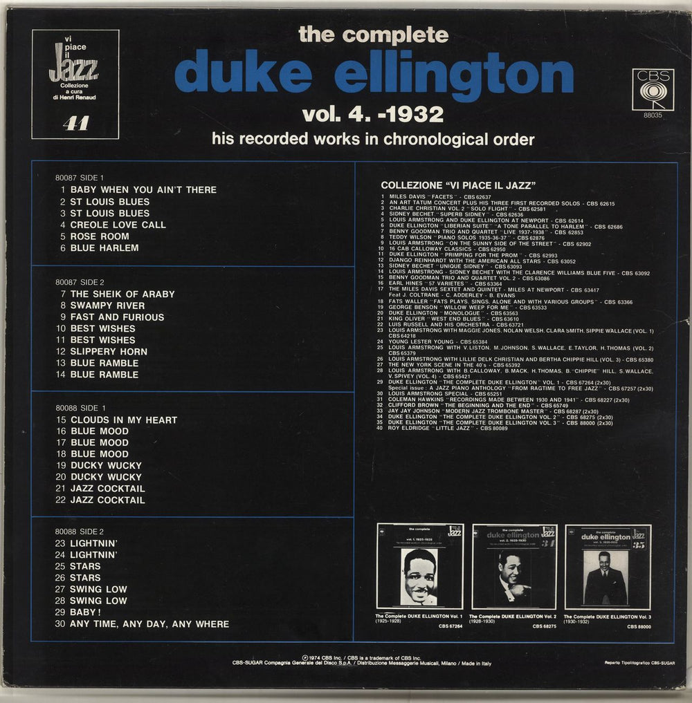 Duke Ellington The Complete Duke Ellington Volume 4: 1932 Italian 2-LP vinyl record set (Double LP Album)