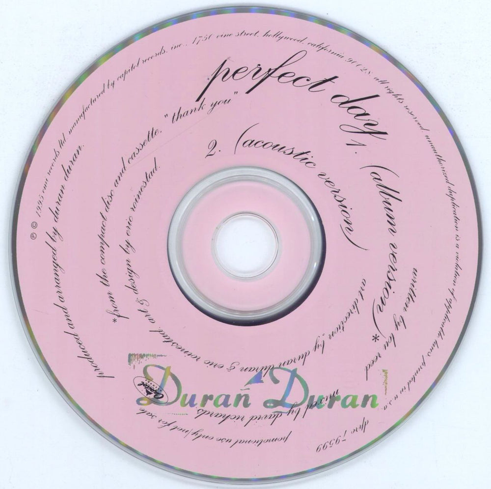 Duran Duran Perfect Day US Promo CD single (CD5 / 5") DDNC5PE46936