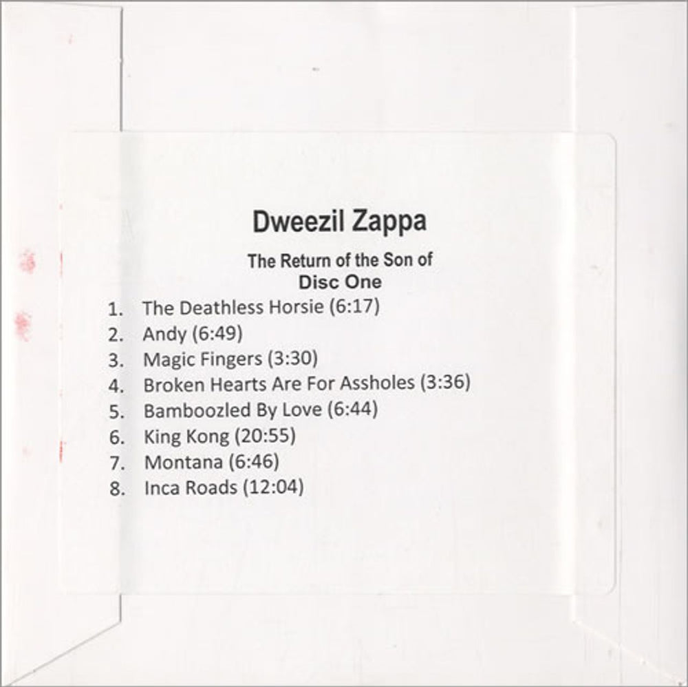 Dweezil Zappa Return Of The Son Of... US Promo CD-R acetate CDR ACETATE