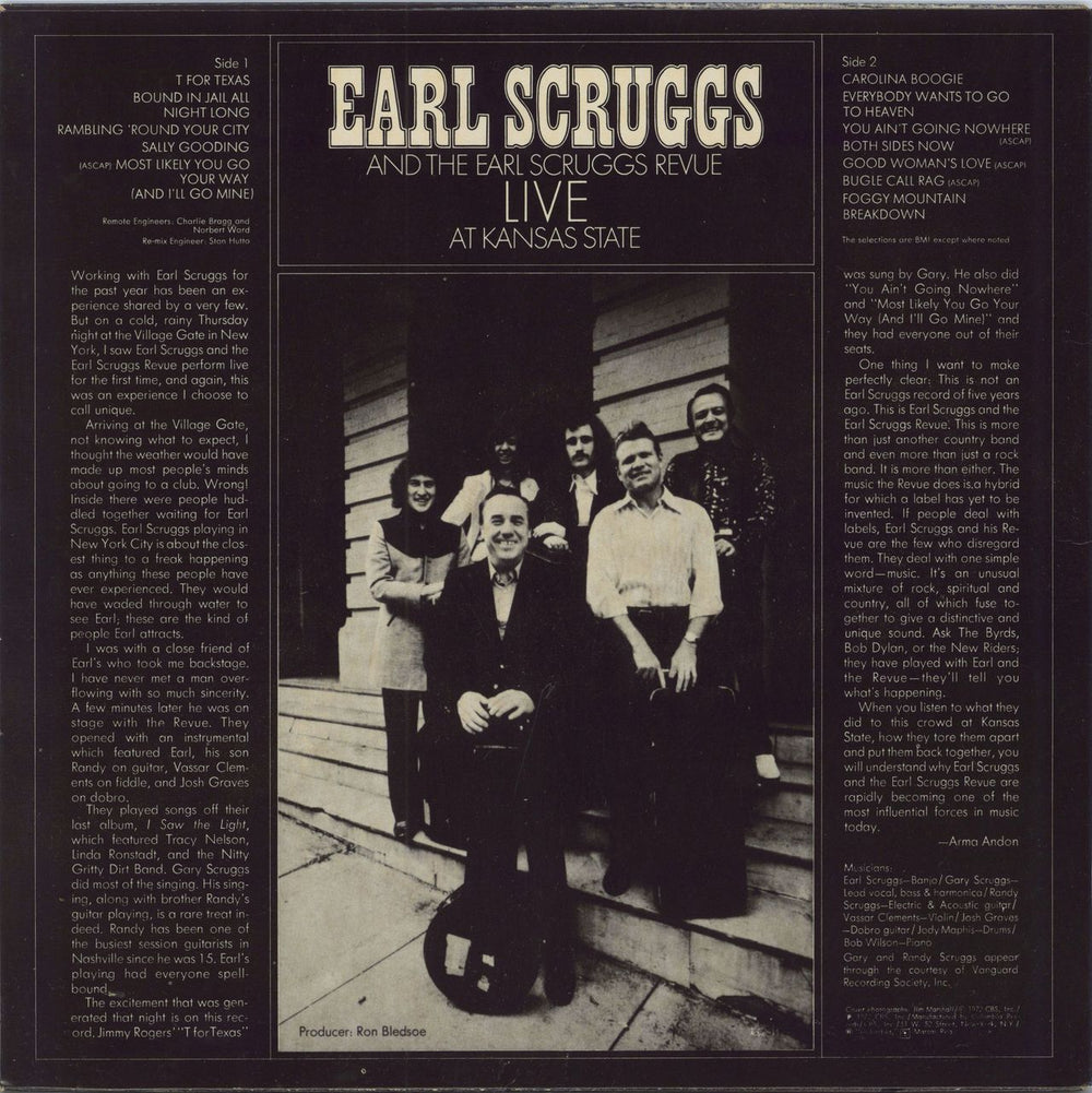 Earl Scruggs Live At Kansa State US vinyl LP album (LP record)