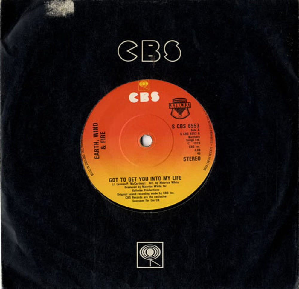 Earth Wind & Fire Got To Get You Into My LIfe UK 7" vinyl single (7 inch record / 45) SCBS6553