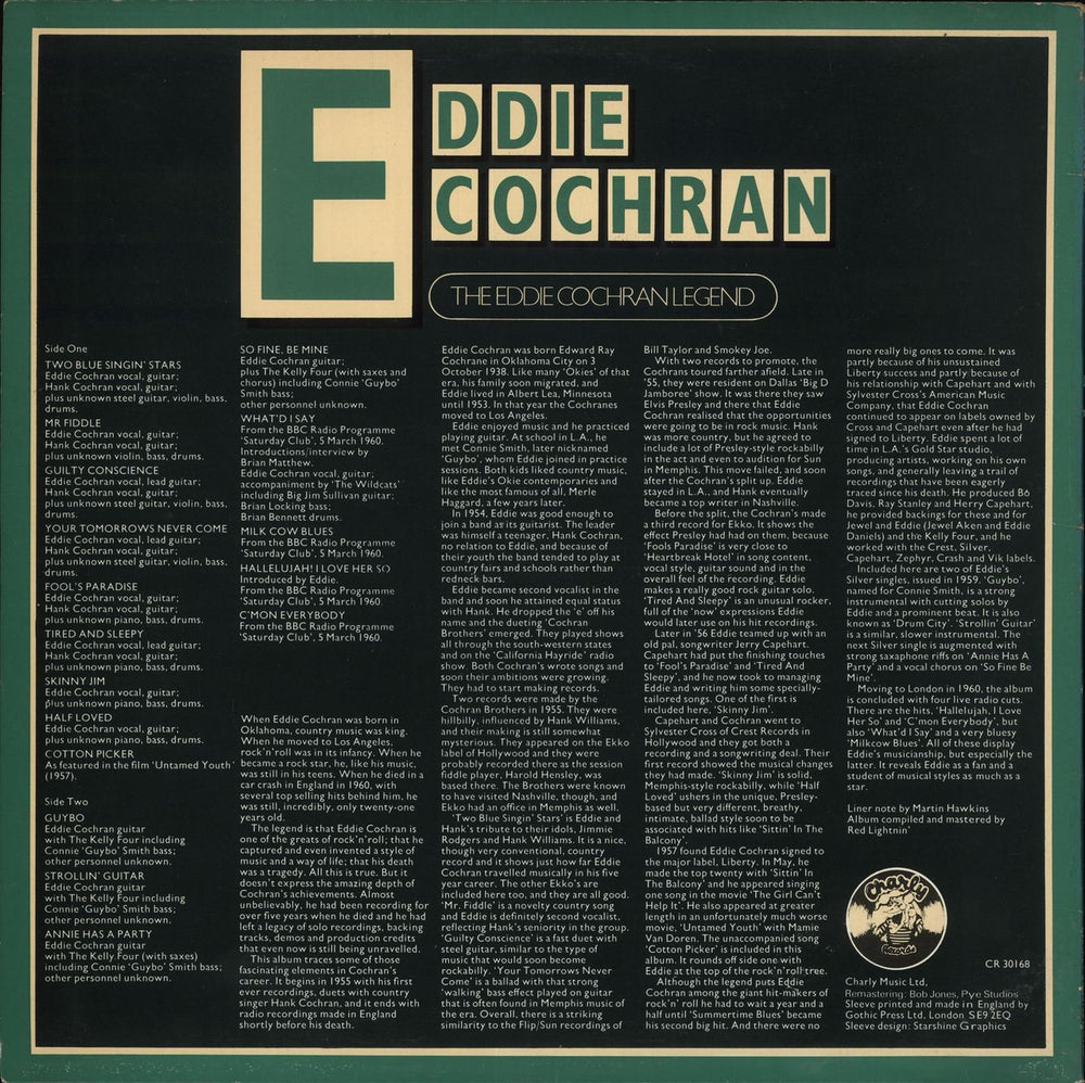 Eddie Cochran The Eddie Cochran Legend UK vinyl LP album (LP record)