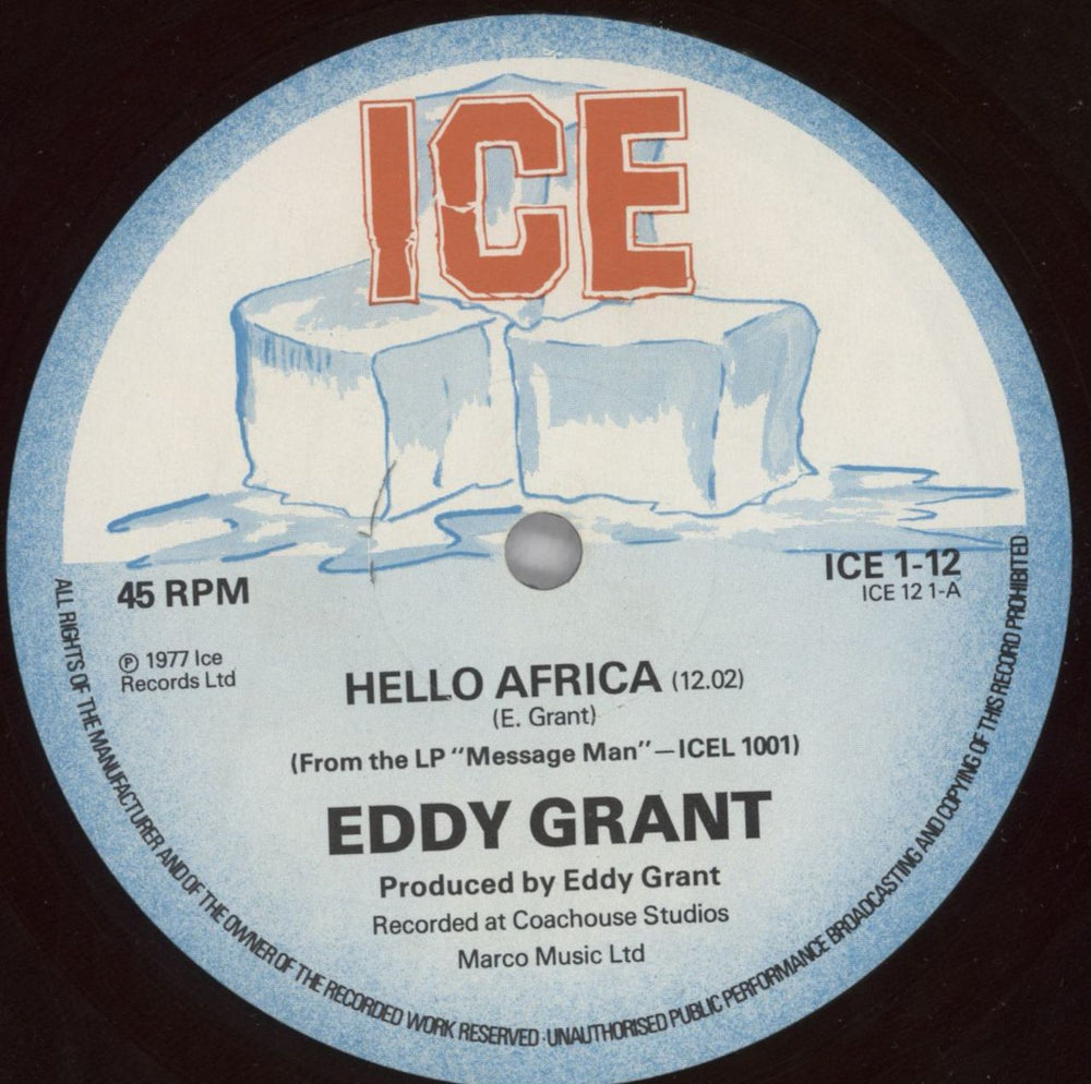 Eddy Grant Hello Africa UK 12" vinyl single (12 inch record / Maxi-single) EDG12HE821039