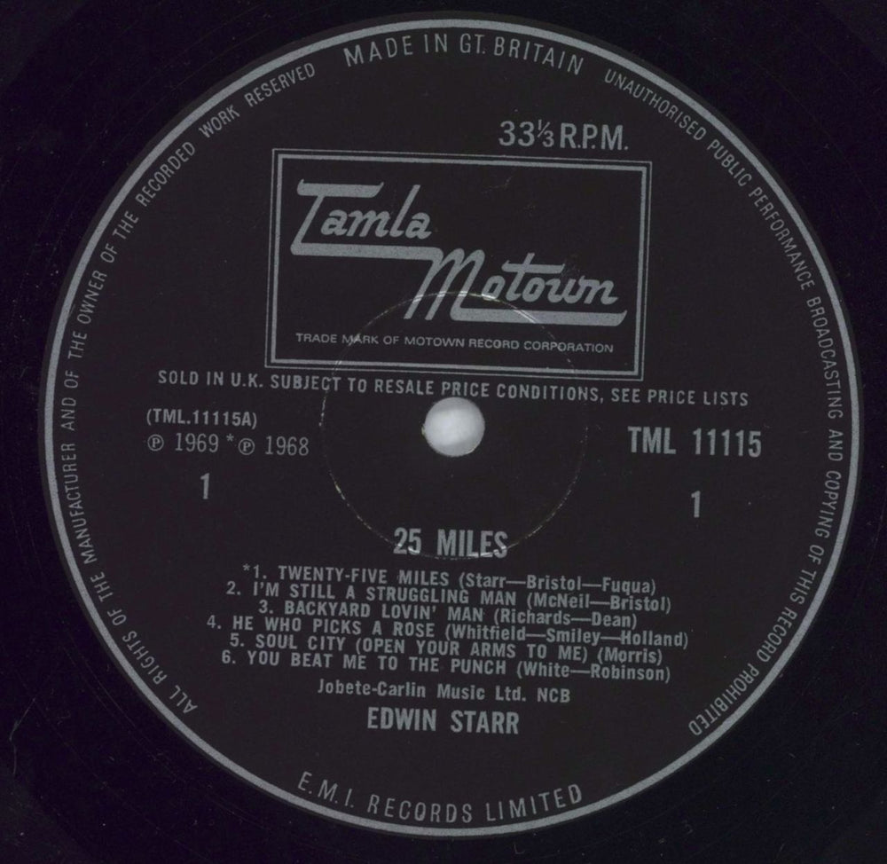 Edwin Starr 25 Miles UK vinyl LP album (LP record) EDSLPMI827929