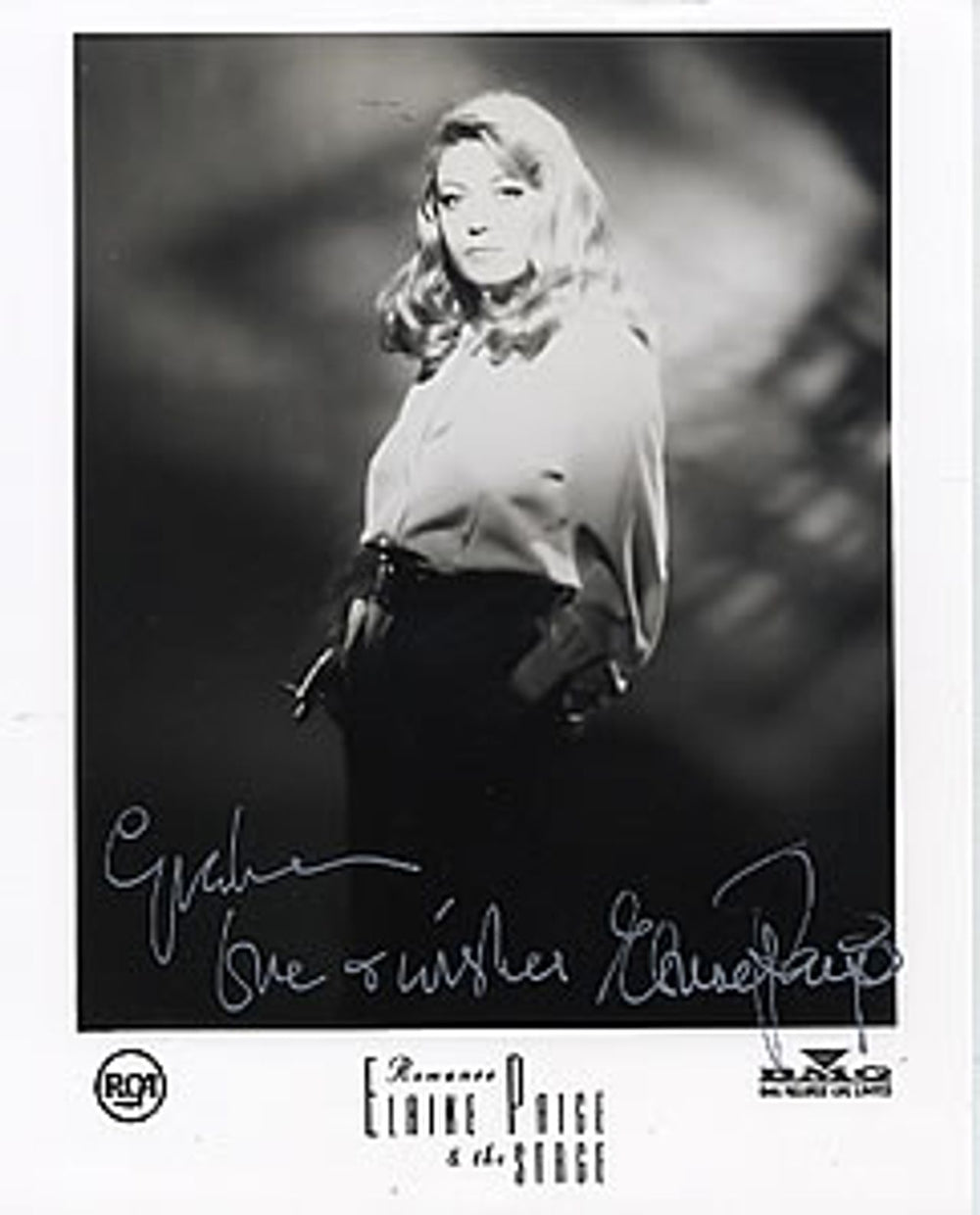 Elaine Paige Autographed Publicity Photograph UK Promo photograph SIGNED PHOTO