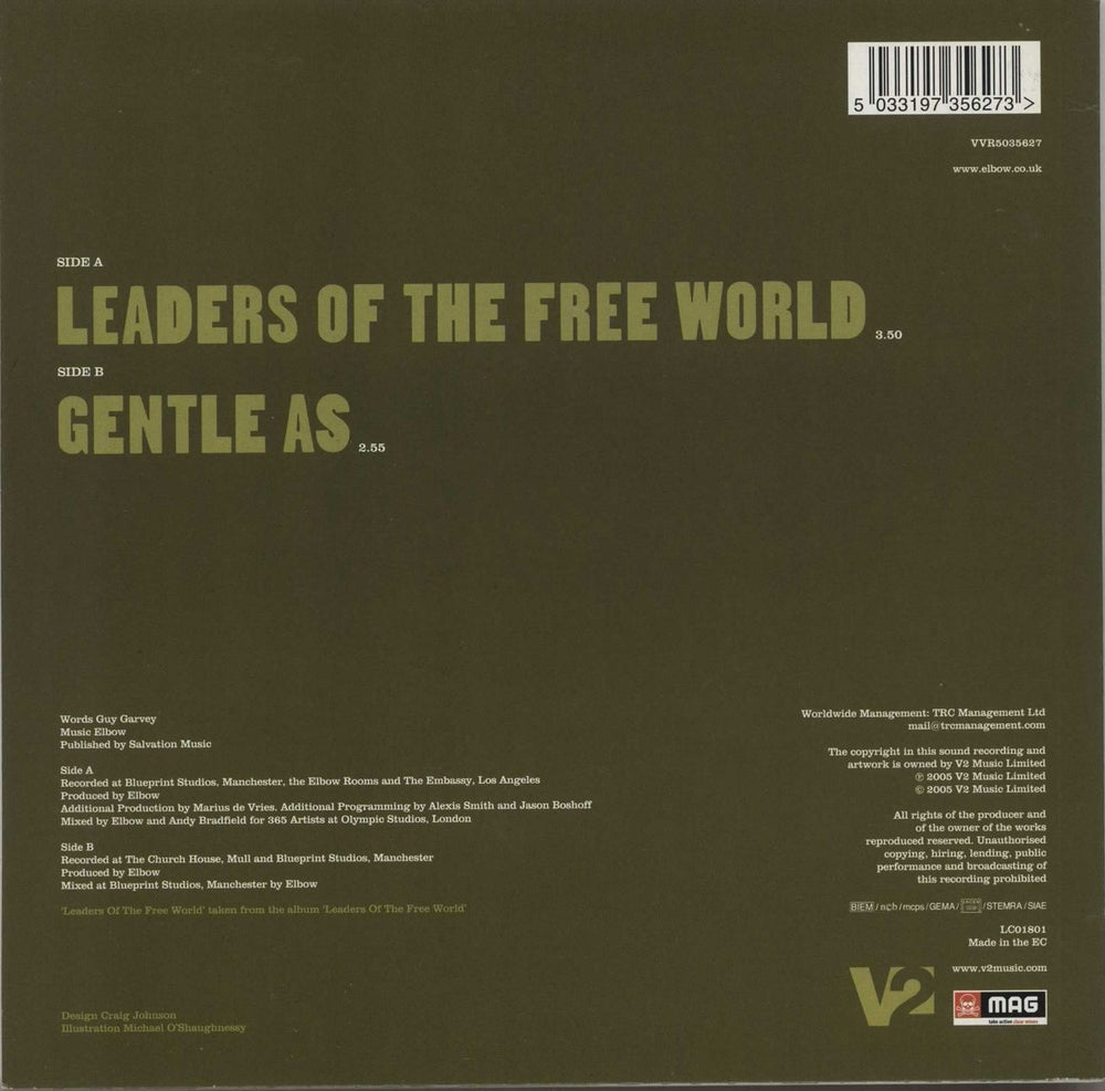 Elbow Leaders Of The Free World UK 7" vinyl single (7 inch record / 45) EBW07LE341073