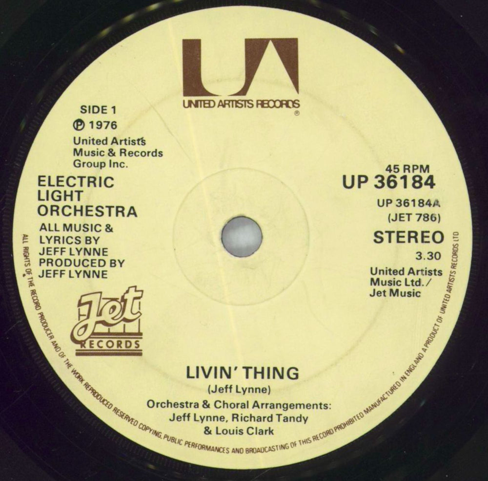 Electric Light Orchestra Livin' Thing UK 7" vinyl single (7 inch record / 45) UP36184