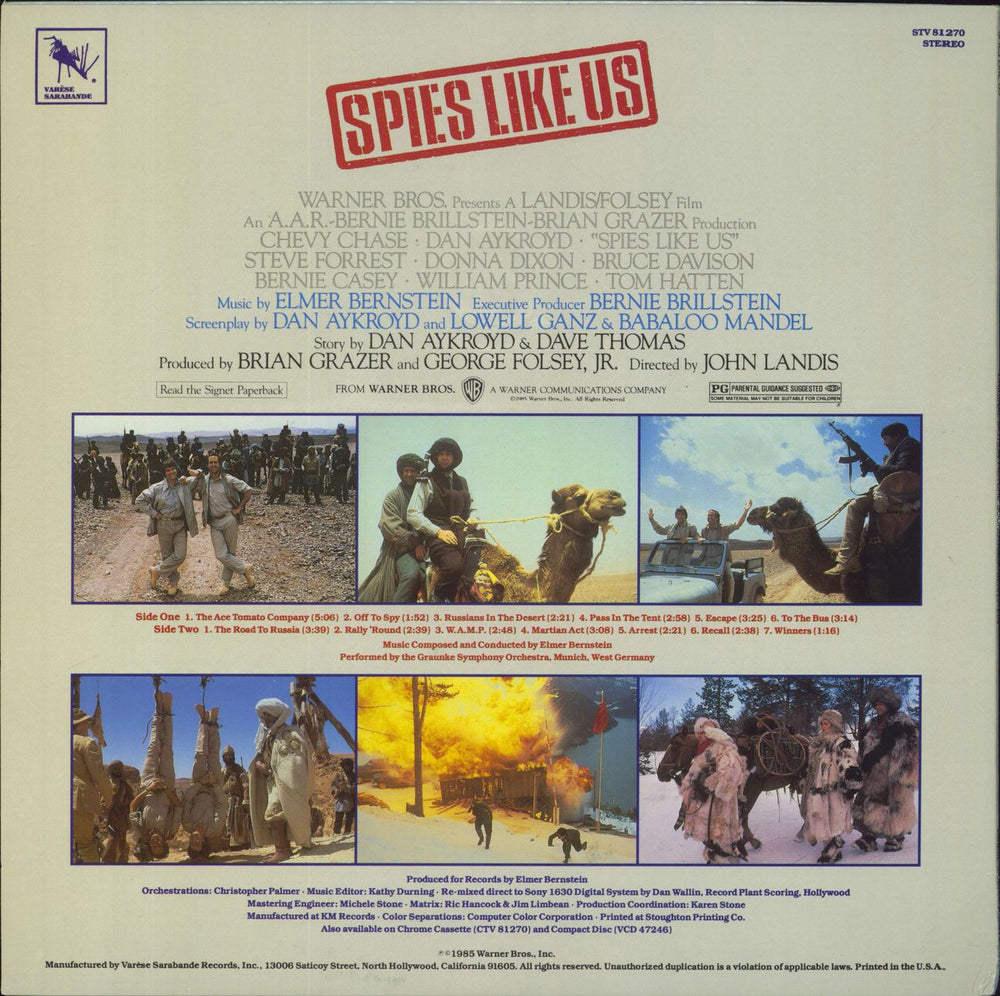 Elmer Bernstein Spies Like Us OST US vinyl LP album (LP record)