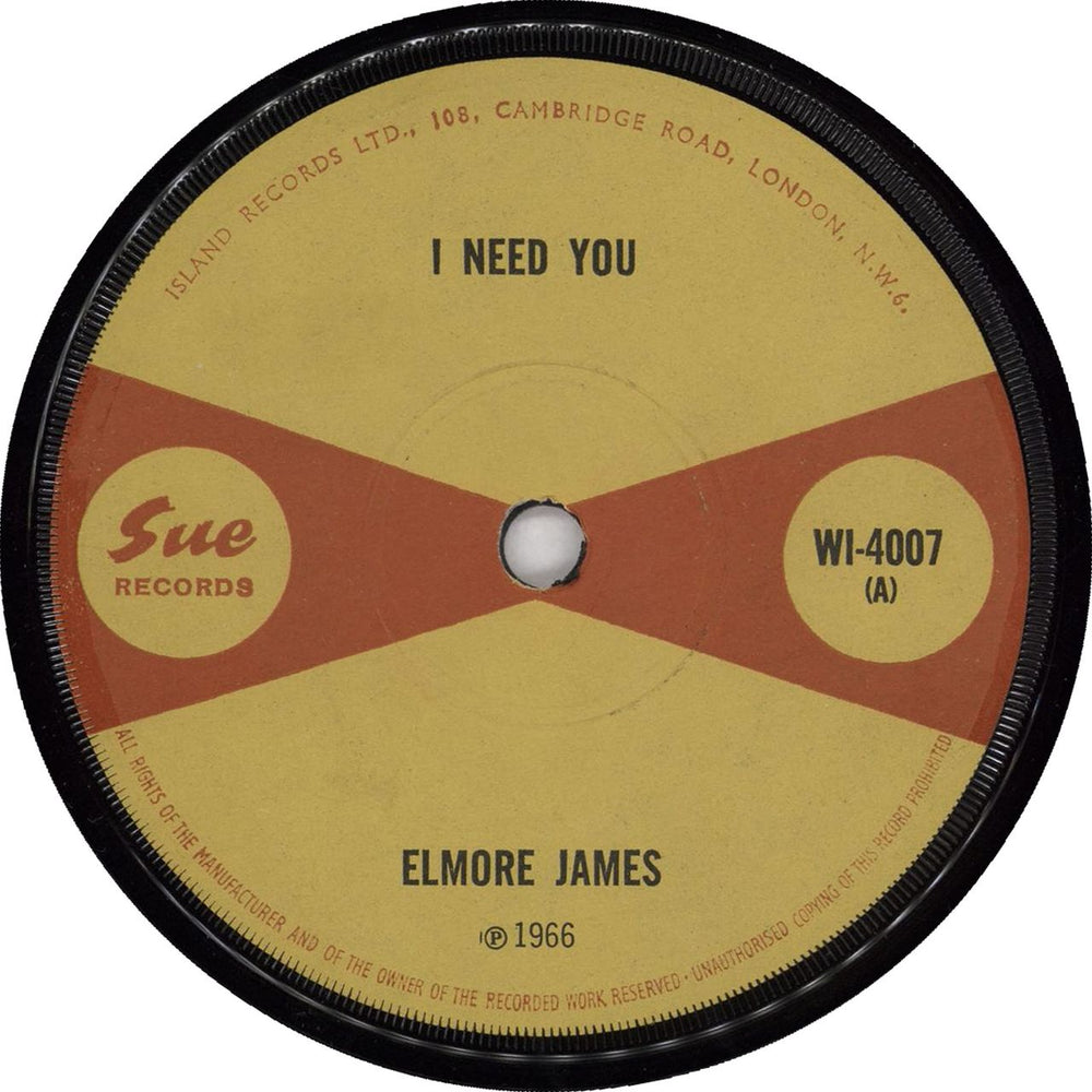 Elmore James I Need You UK 7" vinyl single (7 inch record / 45) WI-4007