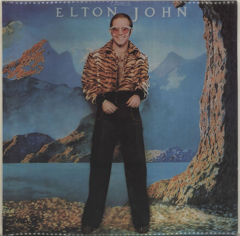 Elton John Caribou - Blue Vinyl UK vinyl LP album (LP record) DJLPH439