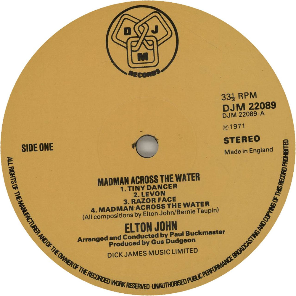 Elton John Madman Across The Water - Yellow label UK vinyl LP album (LP record) JOHLPMA645765