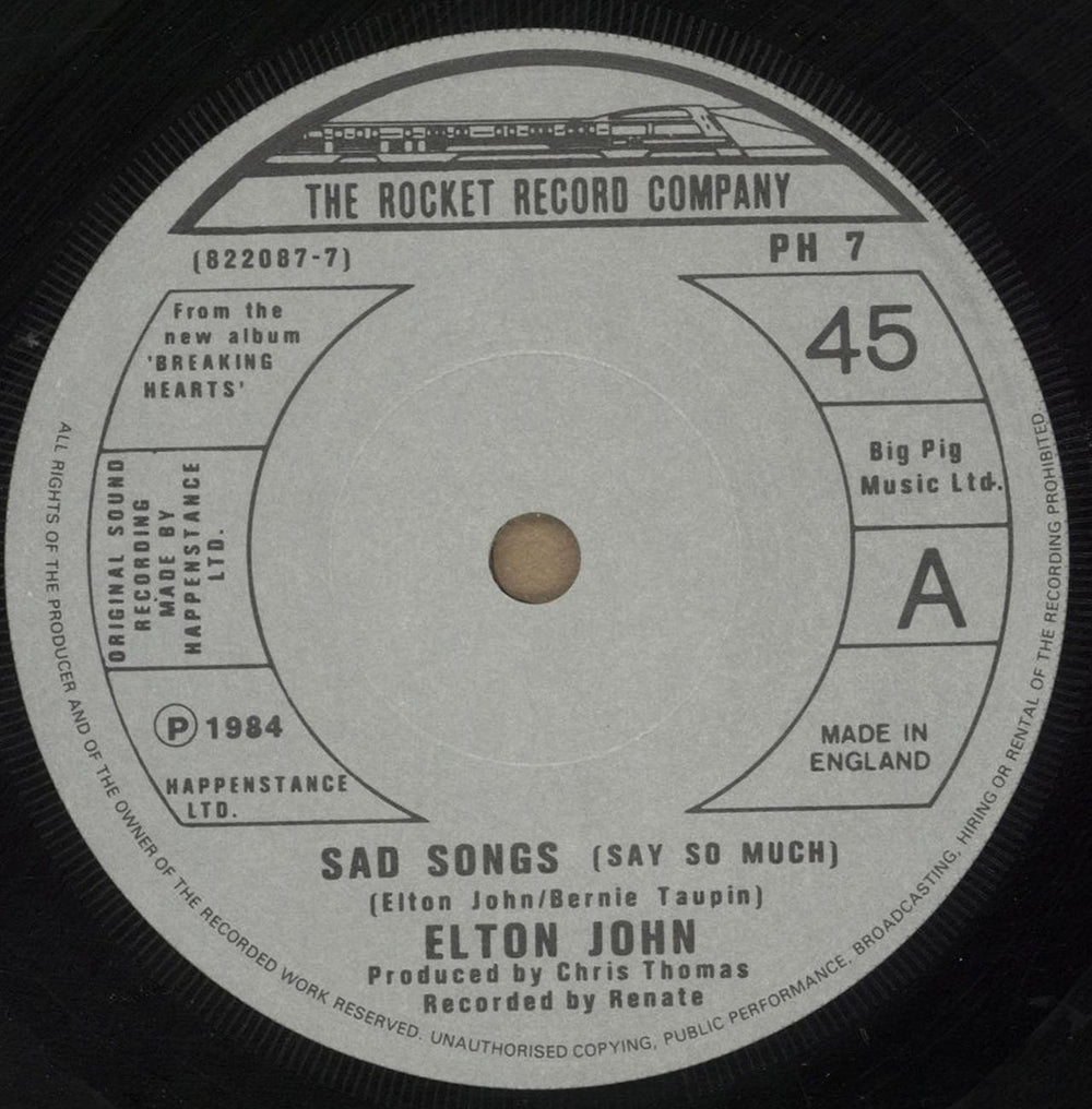 Elton John Sad Songs (Say So Much) - P/S - Solid UK 7" vinyl single (7 inch record / 45) JOH07SA700074