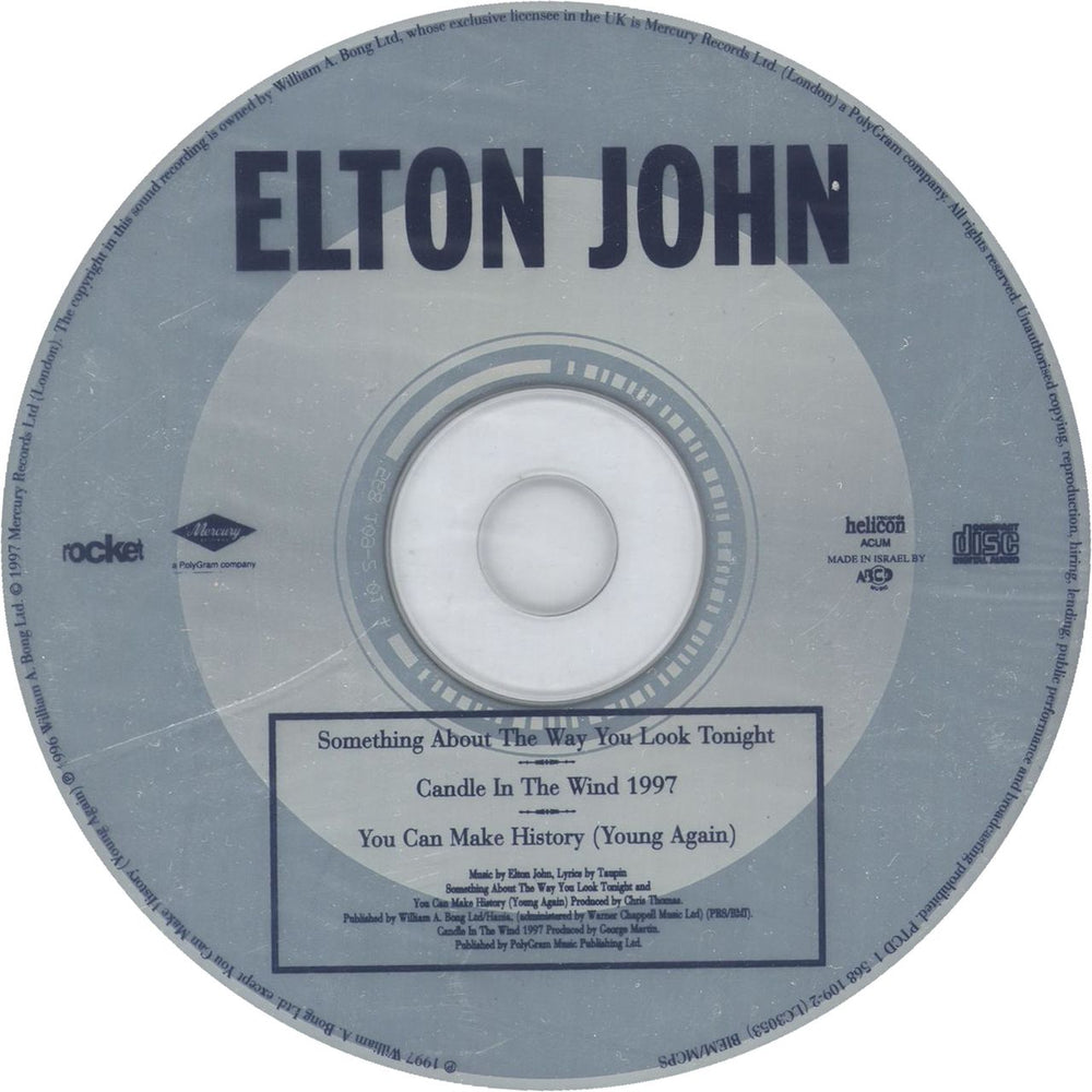 Elton John Something About The Way You Look Tonight Israeli CD single (CD5 / 5") JOHC5SO702102