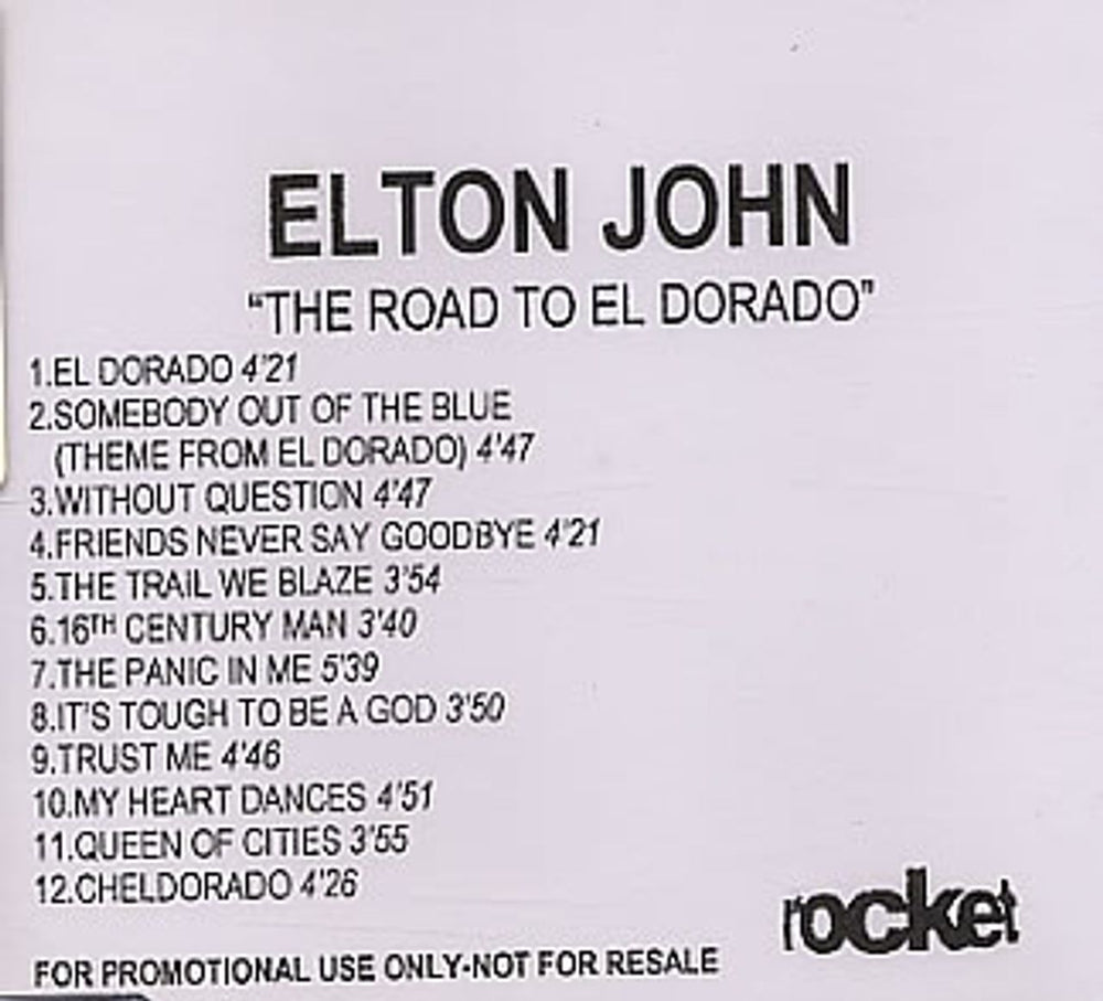 Elton John The Road To El Dorado UK Promo CD-R acetate CD ACETATE