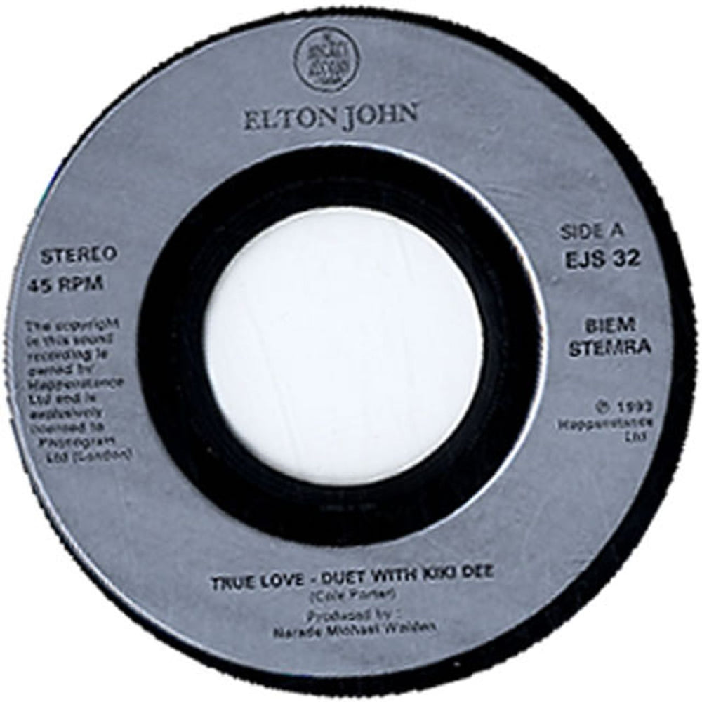 Elton John True Love UK 7" vinyl single (7 inch record / 45) EJS32