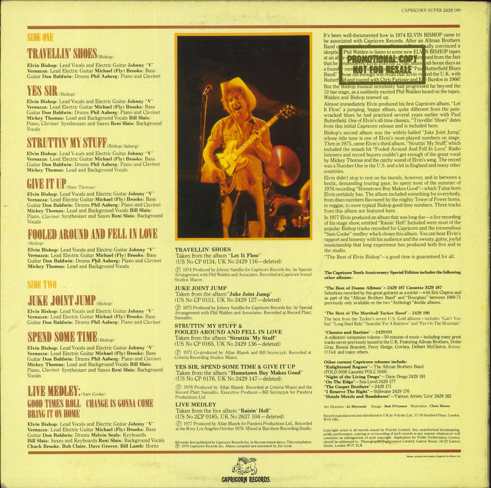 Elvin Bishop The Best Of Elvin Bishop - Promo Stamped UK Promo vinyl LP album (LP record)