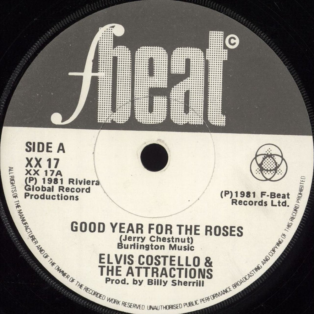 Elvis Costello Good Year For The Roses Irish 7" vinyl single (7 inch record / 45) XX17