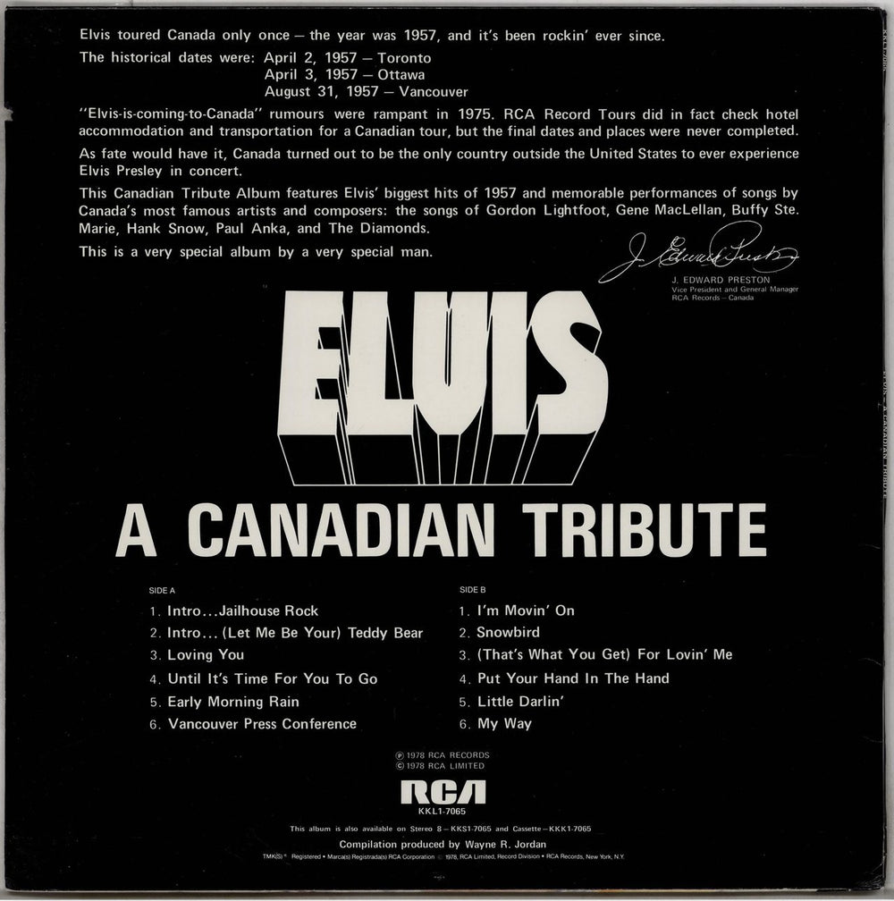 Elvis Presley A Canadian Tribute - Gold Vinyl US vinyl LP album (LP record)