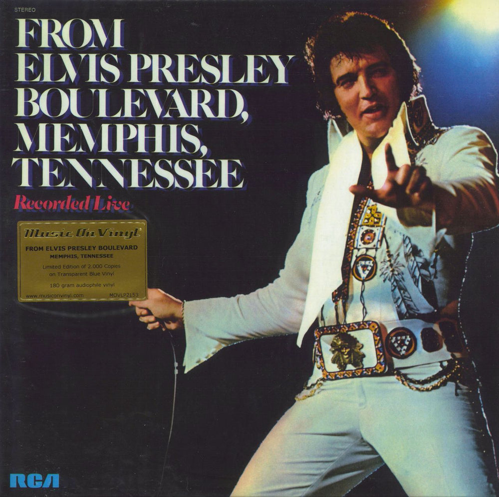 Elvis Presley From Elvis Presley Boulevard, Memphis, Tennessee - 180gm Blue Vinyl + Numbered UK vinyl LP album (LP record) MOVLP2153